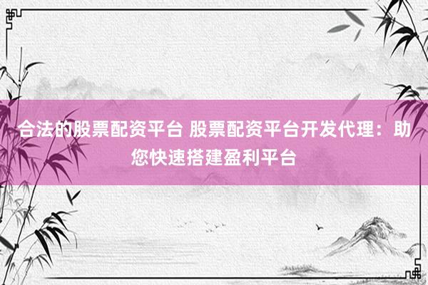 合法的股票配资平台 股票配资平台开发代理：助您快速搭建盈利平台