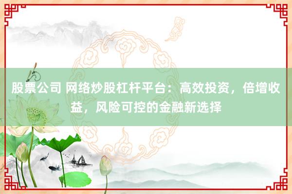 股票公司 网络炒股杠杆平台：高效投资，倍增收益，风险可控的金融新选择