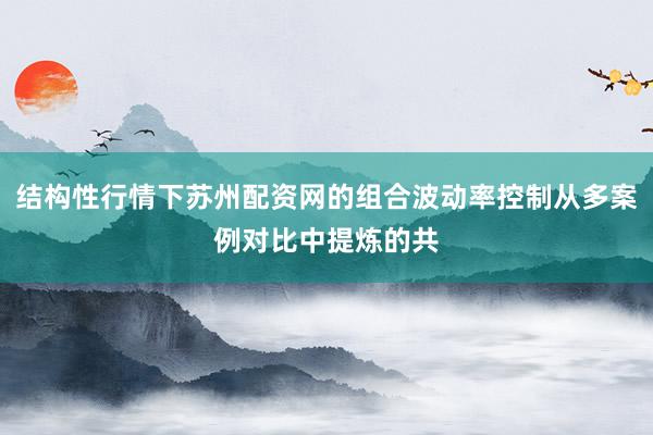 结构性行情下苏州配资网的组合波动率控制从多案例对比中提炼的共