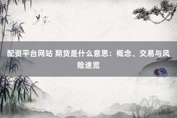 配资平台网站 期货是什么意思：概念、交易与风险速览
