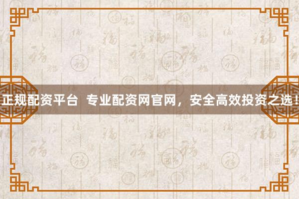 正规配资平台  专业配资网官网，安全高效投资之选！